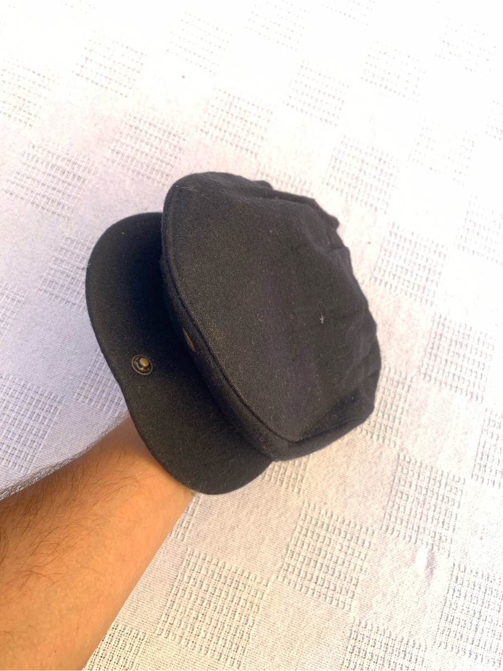 Perry Ellis Men's Wool Blend Flat Cap Newsboy Hat Black Size L